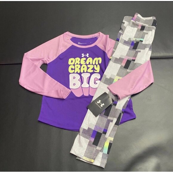 NWT Under Armour Leggings & Long Sleeve Tee Set Girls Size 5